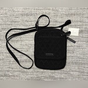 Vera Bradley Black Quilted Mini Hipster Purse With Polka Dot Interior